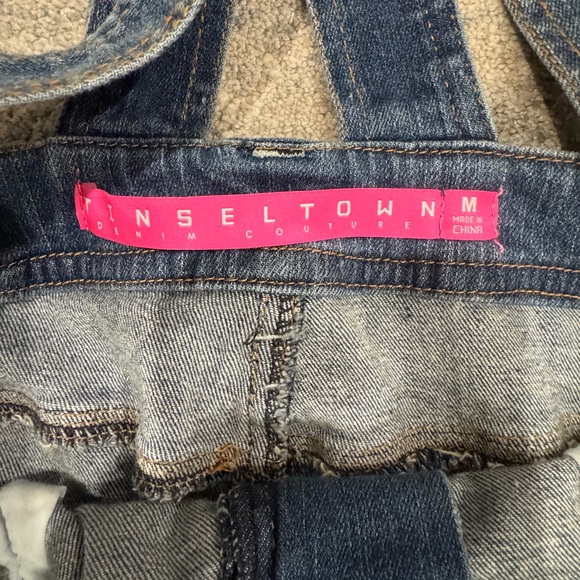 Tinseltown Indigo Denim Couture Shorts Overalls Sz MED - Picture 4 of 4